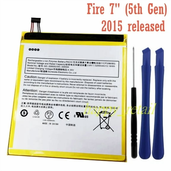 FLINT - New Battery For Amazon Fire 7" (5Th Generation) Sv98Ln Kids (2015 Release)
