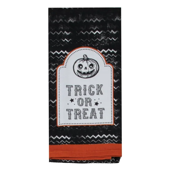 FLINT- New Black Orange Decorative Halloween Gravestone Trick Or Treat Kitchen Towel