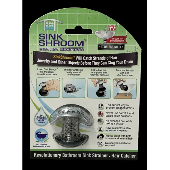 FLINT - New Sinkshroom Stainless Steel Hair Catcher Drain Protector Sink Strainer (Sh6)