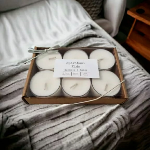 FLINT- Oakmoss & Amber Soy Tealights 6 Count Hand Poured With Fragrant/Essential Oils