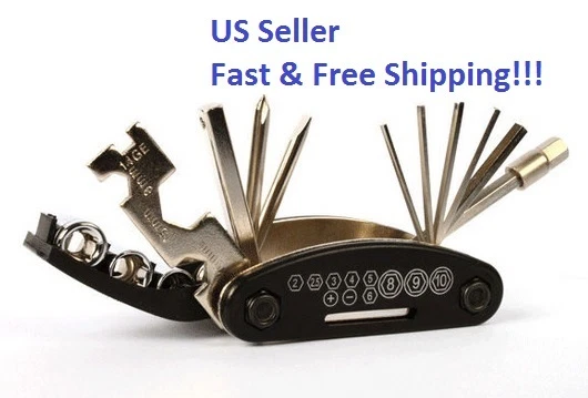 FLINT- Portable Bike Cycling Repair Tool Set Kits 16 In 1 Multi-Function Steel New