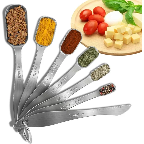 FLINT - Premium Stainless Steel Measuring Spoons Set - 7-Piece Kitchen Measuring Spoons