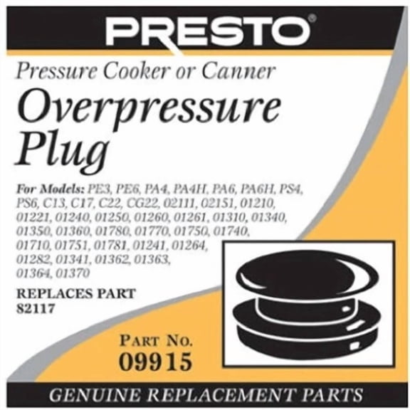FLINT - Presto Rubber Pressure Cooker/Canner Over Pressure Plug (Pack Of 2)