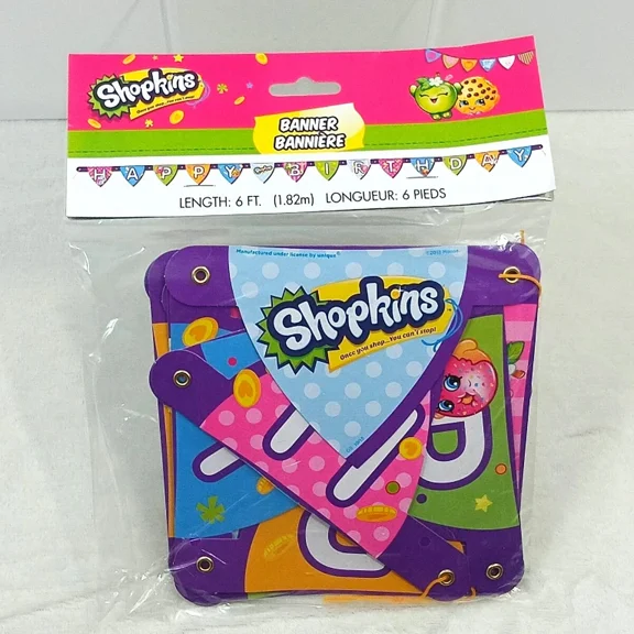 FLINT- Shopkins Happy Birthday 6In Jointed Banner Paper Goods Birthday Supplies Party