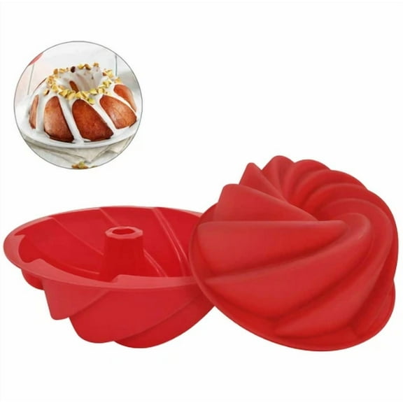 FLINT- Silicone Baking Molds Red Large Spiral Shape Cake Pan Bread Bakeware Cook Mold