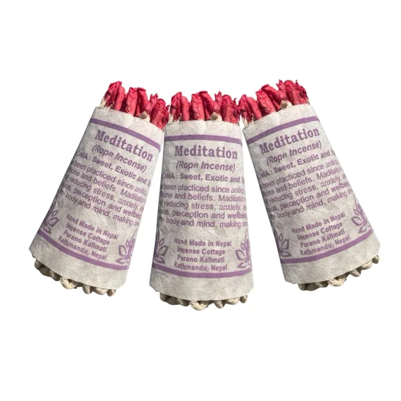 FLINT - Sisnery Meditation Rope Incense Set Of 3 Sweet & Spicy Fragrance Made In Nepal