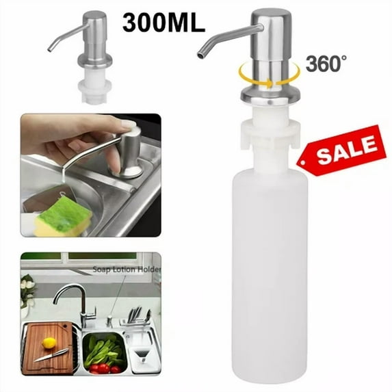 FLINT- Soap Dispenser Stainless Steel For Kitchen Sink Brushed Nickel 300Ml Bottle Tube