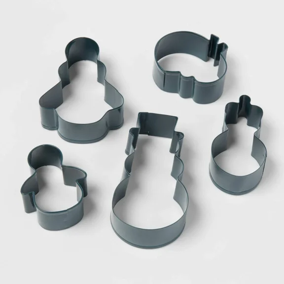 FLINT- Threshold Christmas Cookie Cutter Snowman Shaped 5 Pc Set, Stainless Steel New