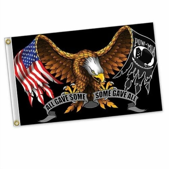 FLINT- Veteran Pow Mia All Gave Some Some Gave All Eagle Polyester 3X5Ft Flag Military