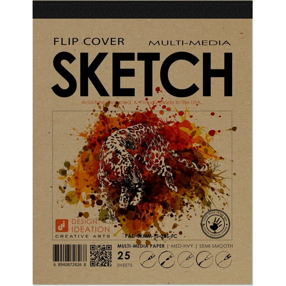 Creative Project Sketch Pad. Removable Sheets. Mixed Media Paper. Flip Cover. (11" x 8.5") FCP-2550-TS