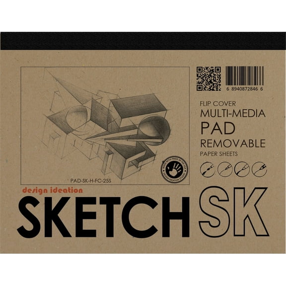 Sketch Pad. Removable Sheets. Mixed Media Paper. Flip Cover. (11" x 8.5") FCP-2550-TS-H