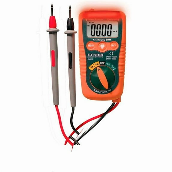 FLIR Commercial Systems B1410691 Extech DM220 Mini Pocket Multimeter with Non-Contact Voltage Detector - AC Capable - Orange & Green