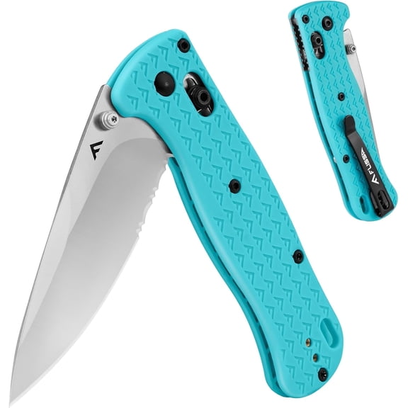 FLISSA 4.5" Folding Pocket Knife, Lightweight EDC Pocket Knife with Axis Lock, 3.2" AUS-8 Steel Blade, Sharp Camping Hiking Knife with Pocket Clip, Unique Tool Gift for Men, Dad (Blue)