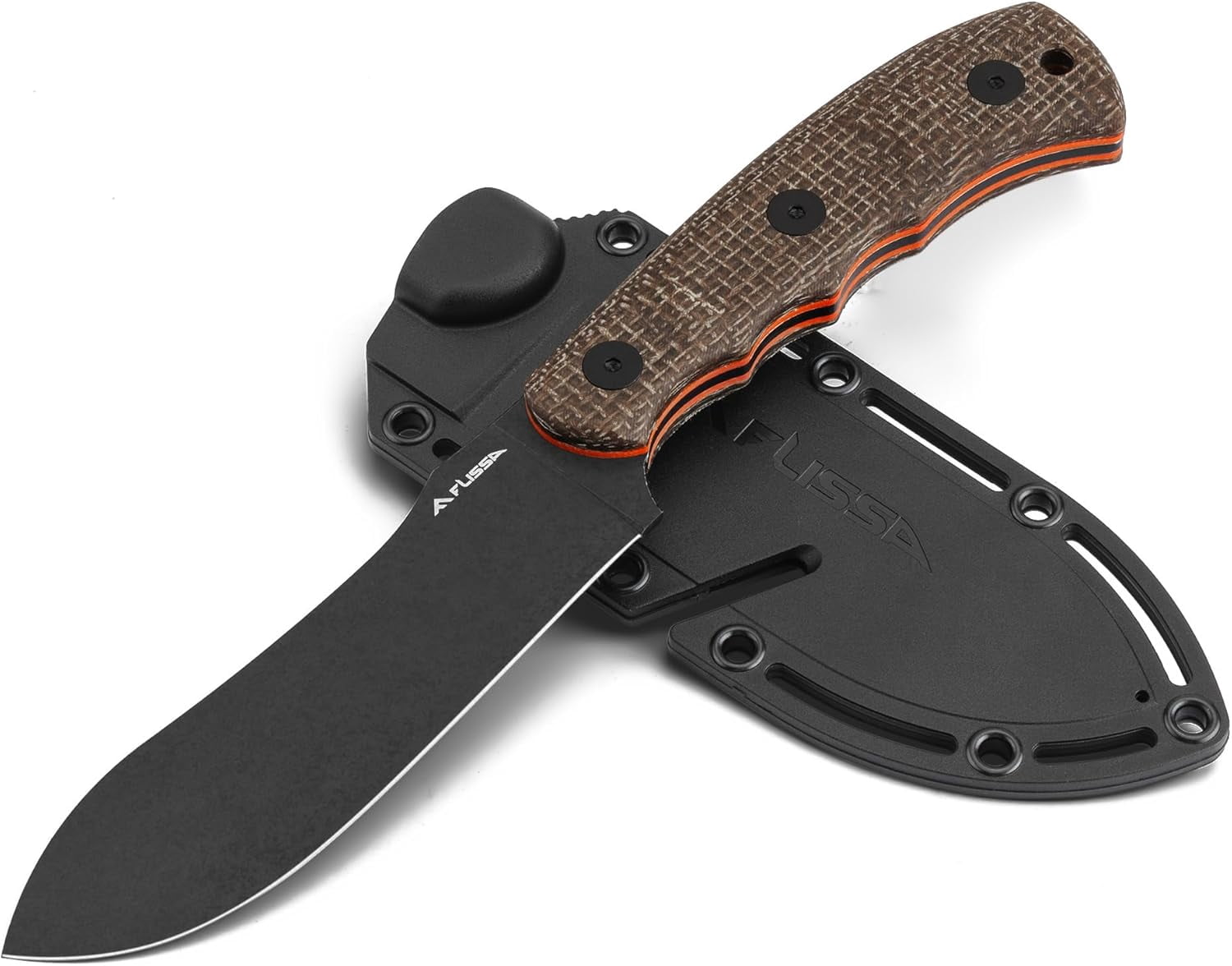 FLISSA Fixed Blade Knife with Sheath, 4.7" Full Tang Hunting Kukri Knife with 14C28N Steel Blade, G10 and Linen Handle, Rope Cutter for EDC Outdoor Hiking, Survival, Camping