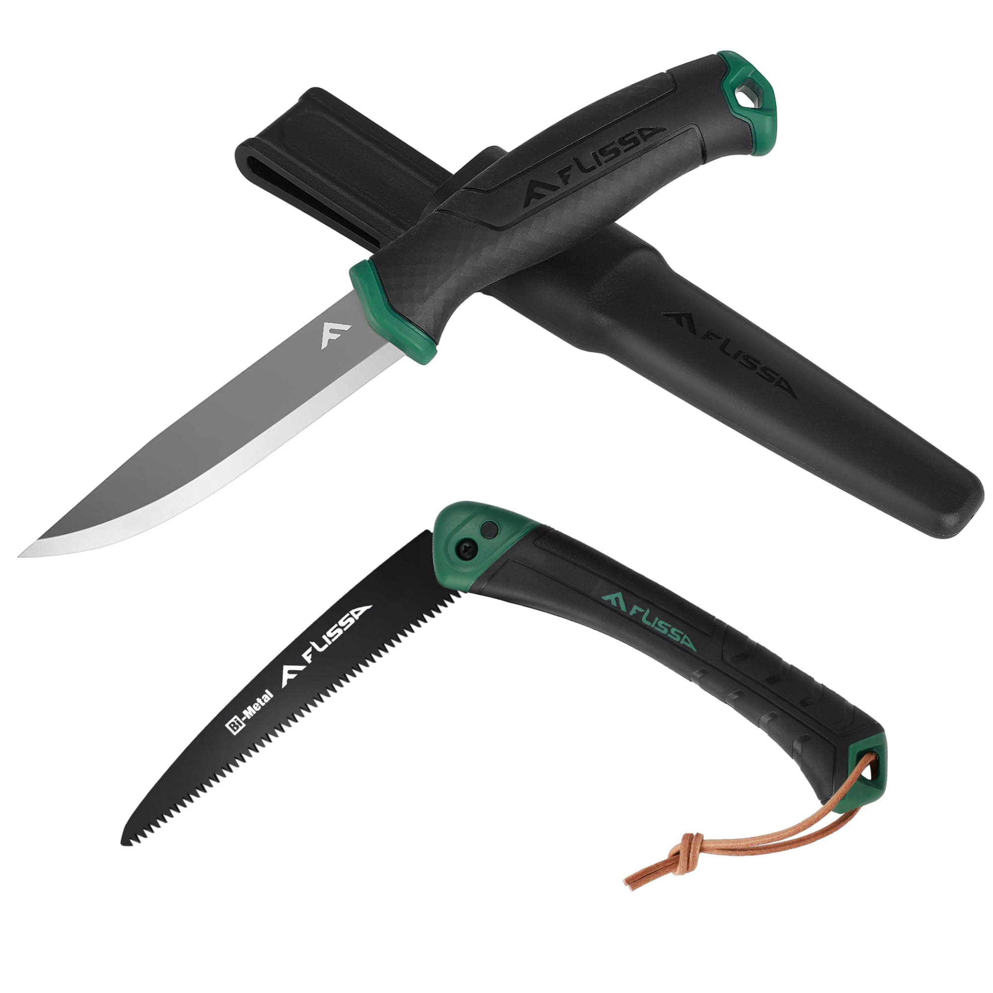FLISSA Tactical Fixed Blade Knife with Sheath, Stainless Steel