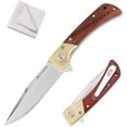 thumbnail image 1 of FLISSA Folding Outdoor Utility Knife with Copper & Wood Handle, Liner Lock, Belt Clip, Cleaning Cloth – for Camping, Hiking, Everyday Use, 1 of 7