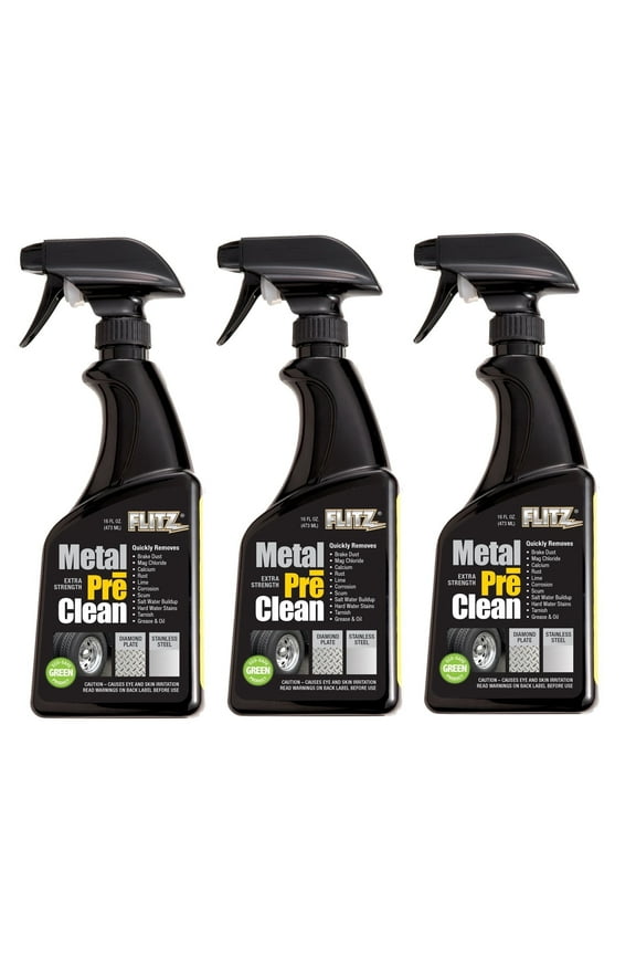 FLITZ Industrial Strength Metal Pre Clean to Remove Corrosion, Rust, Calcium, Lime and More, Works in 60 Seconds, 16 Oz. - 3 Pack