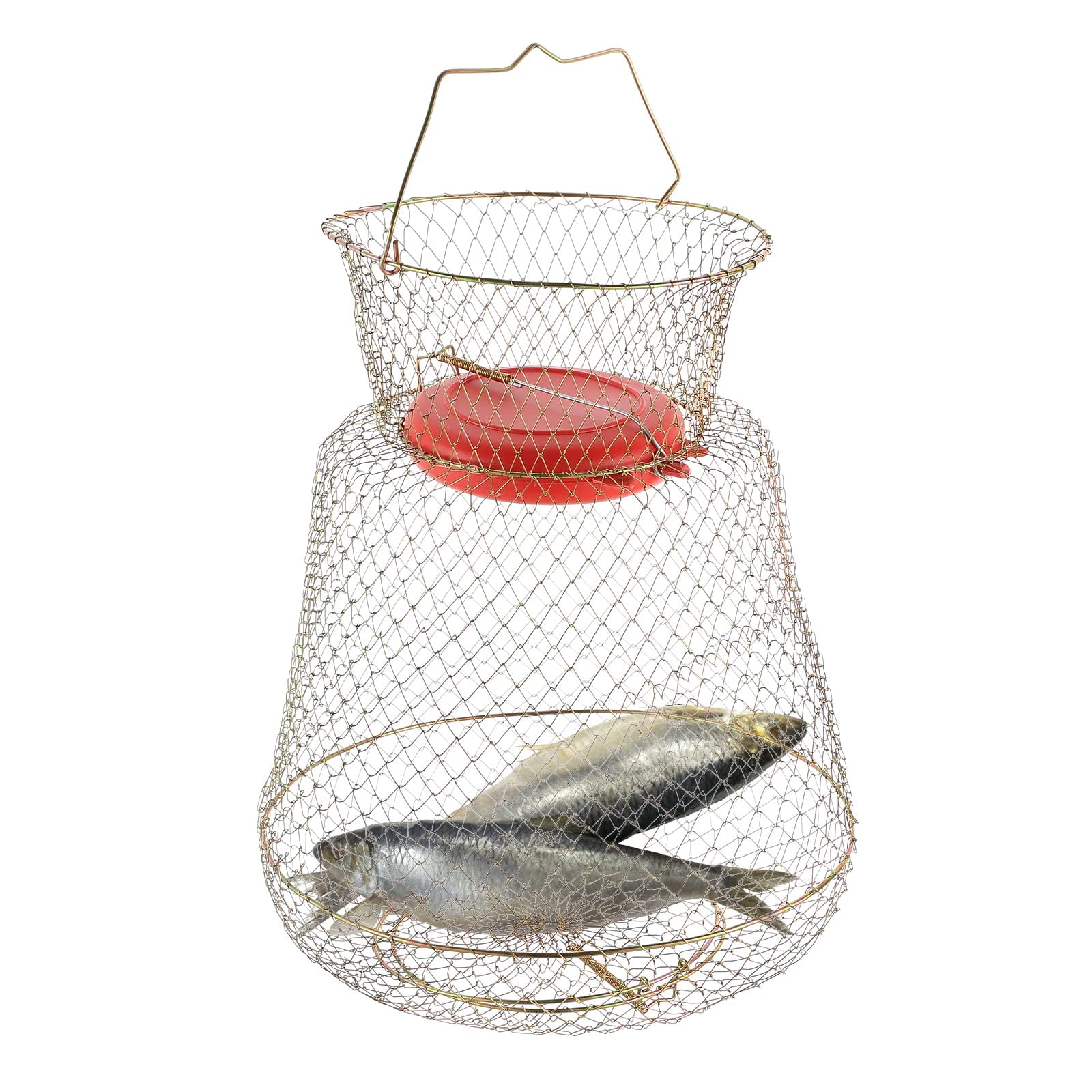 FLKQC Floatable Galvanized Steel Wire Fish Baskets, Collapsible