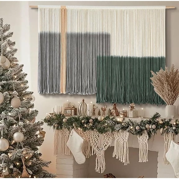 FLLA Macrame Wall Hanging Extra Large Dip-Dyed Coastal Tapestry Boho Wall Decor for Living Room Bedroom Above Couch 57" W x 35" L