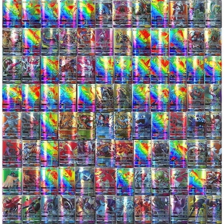 FLLOBE Monster Collectible TCG Deck Box (100 VMAX) 100PCS 9*7 Rainbow Rare Trading Cards for Kids 6+