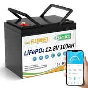 12V 100Ah Mini Group 24 LiFePO4 Lithium Battery Bluetooth,for RV,Solar System,Trolling Motors,Yacht,Boat,Camping,Built-in Smart 100A BMS,FLLYROWER 16000+Deep Cycles