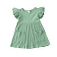 thumbnail image 1 of FLMEI 1-4T Girls Summer Dress for Kids Toddler Flying Sleeves Princess Dresses Baby Girls Solid Colour Sundress, 1 of 9