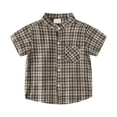 thumbnail image 1 of FLMEI 1-6 Years Little Boys Cotton Shirts Tops Short-Sleeved Tee Shirts Plaid Shirt Button Blouses for Kids Toddler, 1 of 8