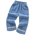 thumbnail image 1 of FLMEI 1-6Years Little Girls Jeans Pants Kids Denim Pants Toddler Embroidery Super Stretchy Leggings Mosquito Pants, 1 of 8