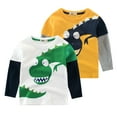 thumbnail image 1 of FLMEI 1-9T Little Boys Cotton Pullover T-Shirts Long Sleeve Fashion Cartoon Print Tees Bottoming Shirt Spring Fall Crewneck Tops for Kids Toddler, 1 of 9