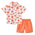 thumbnail image 1 of FLMEI 1T 2T 3T 4T 5T 6T 7T Kids Baby Outfits 2Pcs for Boys Girls，Baby Print Button Down Shirt +Shorts Pants Set, 1 of 10