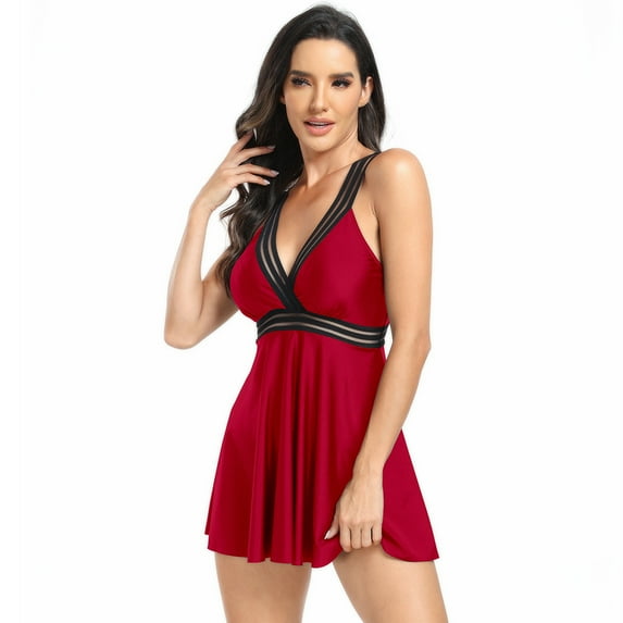 FLMEI 2PCS Bathing Suits for Women Woven Womens Printed Swimsuit Athletic Skirt Swimdress S-XXL