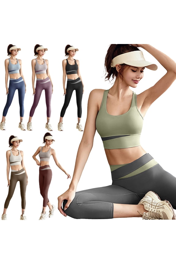 2Pcs Yoga Sets for Women Sports High-Waist Vest Suit - Shockproof Yoga Suits Sets Yoga Pants S-XXL