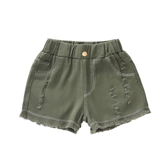 FLMEI 3-12 Little&Big Girls Summer Denim Kids Toddler Shorts Elastic Waistband Jeans Shorts Summer Shorts