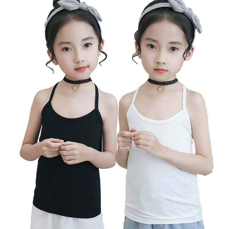 Multicolor 3 Pack Girls Vest 100% Cotton Summer Top Sleeveless Undershirts Kids Soft Breathable Underwear Cami Vest Comfortable Loungewear Tank Tops Plain Solid Color Basic Layer Tops 12-24 Months