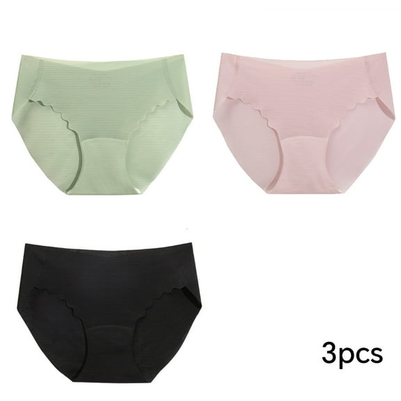 FLMEI 3 PCS Underwear for Women Panties Ice Silk Hipster Briefs Seamless Bikini Breathable L-XL