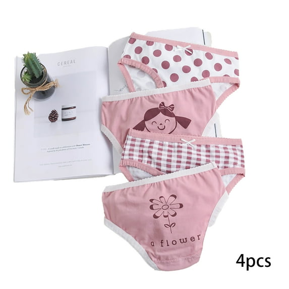 FLMEI 4PCS Little Girls Underwear Boxer Briefs Cotton Panties for Baby Kids Princess Shorts Toddler Girls Underpants 3-12T