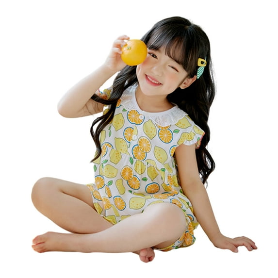 FLMEI 9M-4T Girls Summer Pajama Set Cute Printed Short Sleeve Sleepwear Dress Shorts 2PCS Outfit Jammies Loungewear for Baby Toddler