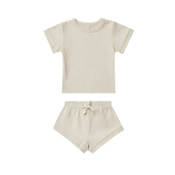 FLMEI Baby Boys Girls 2PCS Outfits Clothes 3-24 Months Newborn Summer Stripe Short Sleeve Crewneck Tops T-Shirts Shorts Cotton Set