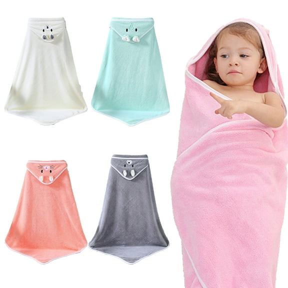 FLMEI Baby Boys Girls Hooded Towels Coral Fleece Baby Bath Towels Soft Absorbent Bath Blanket for Newborn Toddler Infant