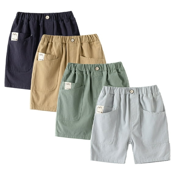 FLMEI Baby Kids Cargo Shorts Pants with Pocket for Boys Elastic Waist Casual Shorts 2-10 Years Boys Summer Drawstring Five Pants for Toddler