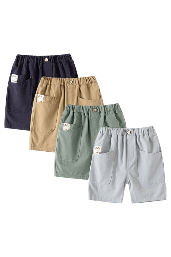 Baby Kids Cargo Shorts Pants with Pocket for Boys Elastic Waist Casual Shorts 2-10 Years Boys Summer Drawstring Five Pants for Toddler