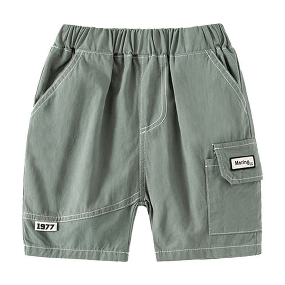 FLMEI Baby Kids Cargo Shorts Pants with Pocket for Boys Elastic Waist Casual Shorts 2-10 Years Boys Summer Drawstring Five Pants for Toddler