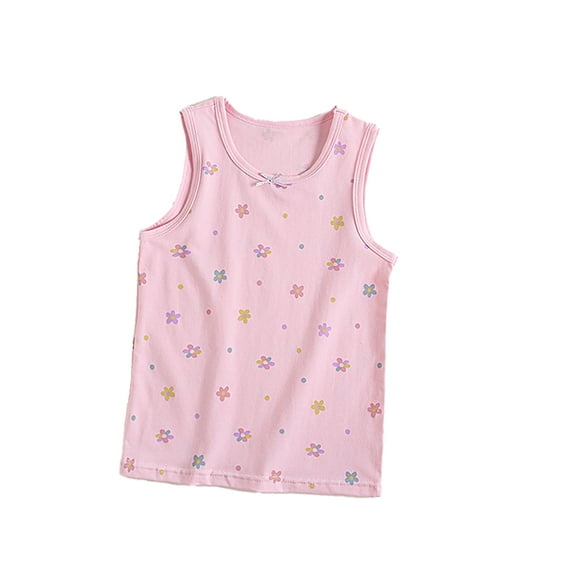 FLMEI Baby Kids Girls Tanks Tops - Sleeveless Cotton Undershirts Toddler Sweet Soft Underwear for Girls Size 3-8 Years