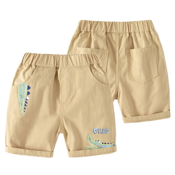 FLMEI Boys Shorts Summer Cotton Shorts Pants Elastic Casual Active Athletic Sweatpants Shorts Shortie Cute Dinosaur Cartoon Shorts for Kids Toddler 1-9Y
