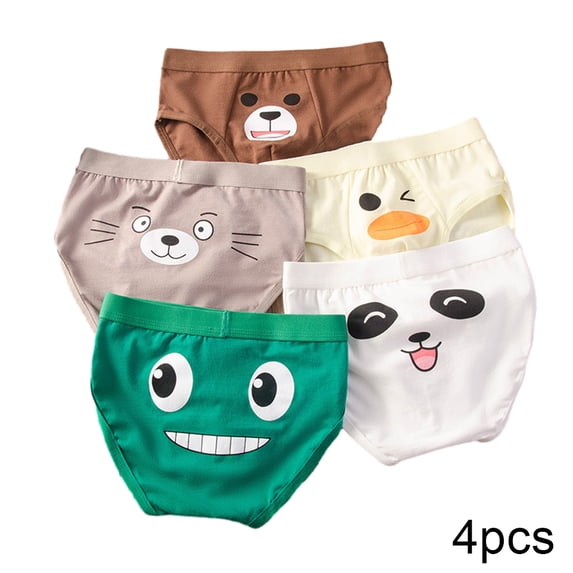 FLMEI Boys Underwear Boxer Briefs for Baby Kids,Cotton Cartoon Print Triangle Shorts,Teen Boys Boxer Panties 4PCS