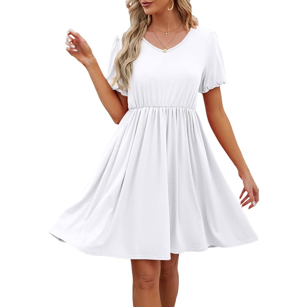 Chiffon V Neck Pleated Dress Flowing A Line Skirt Superior Signature Item Debut