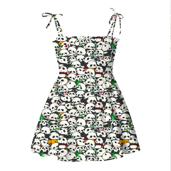 FLMEI Girls Summer Dress for Kids Teen Halter Dress Floral Print A-line Dress Girls Casual Clothes Dress for Kids Girls Clothes for 1-5Y