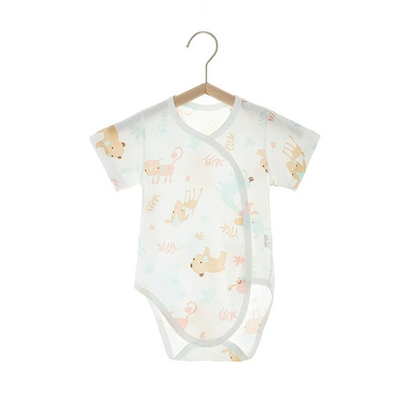 FLMEI Infant Baby Boys Girls Bodysuits Cotton Jumpsuit Short-Sleeved Romper Print Onesies Summer Pajamas Clothes 0-18 Months