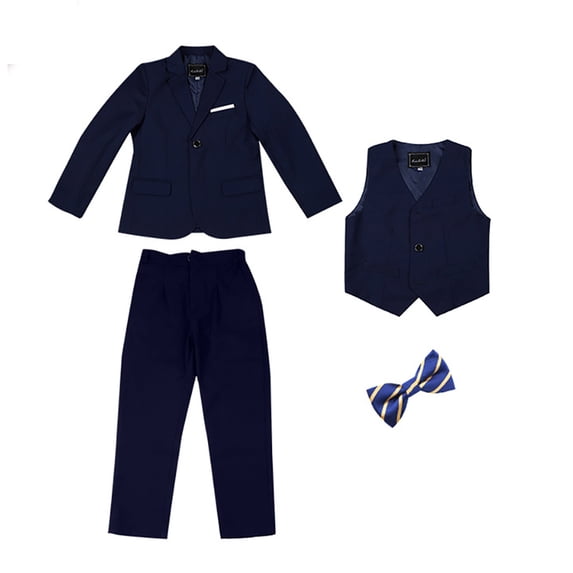 FLMEI Kids 4Pcs Tuxedo Suits for Boys Suit Outfit 5 Piece Set Teen Dress Clothes Little Big Girls Formal Wear boys dress shirts Boys Dress Suit