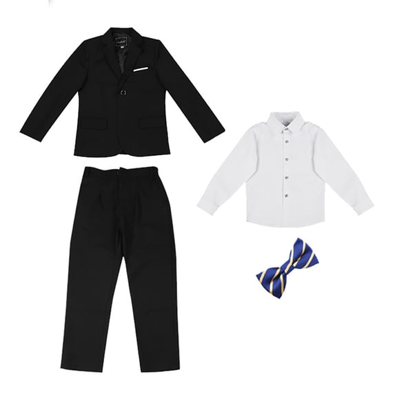 FLMEI Kids 4Pcs Tuxedo Suits for Boys Suit Outfit 5 Piece Set Teen Dress Clothes Little Big Girls Formal Wear boys dress shirts Boys Dress Suit